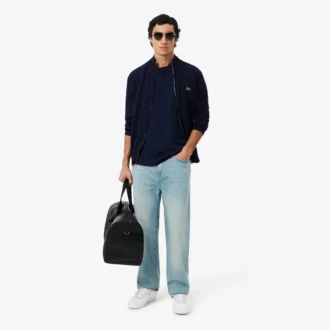 Maglione da uomo in cotone con collo alto e zip