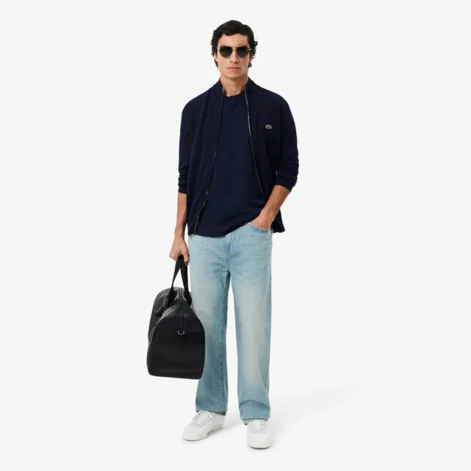Maglione da uomo in cotone con collo alto e zip Maglione da uomo in cotone con collo alto e zip