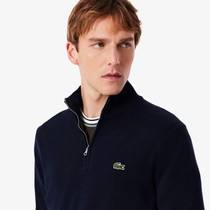 Maglione da uomo in cotone con collo alto e zip Maglione da uomo in cotone con collo alto e zip