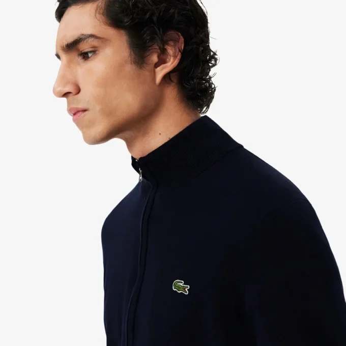 Maglione da uomo in cotone con collo alto e zip Maglione da uomo in cotone con collo alto e zip