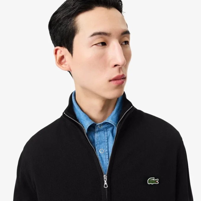 Maglione da uomo in cotone con collo alto e zip Maglione da uomo in cotone con collo alto e zip
