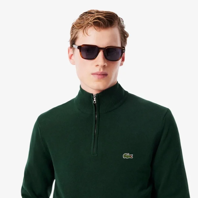 Maglione da uomo in cotone con collo alto e zip Maglione da uomo in cotone con collo alto e zip