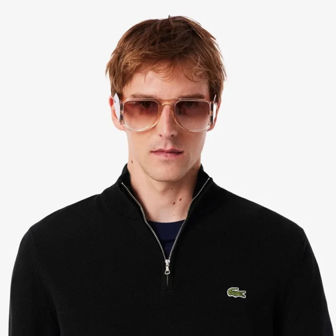 Maglione da uomo in cotone con collo alto e zip Maglione da uomo in cotone con collo alto e zip