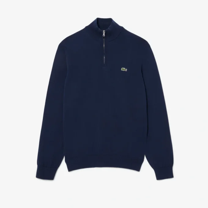 Maglione da uomo in cotone con collo alto e zip Maglione da uomo in cotone con collo alto e zip