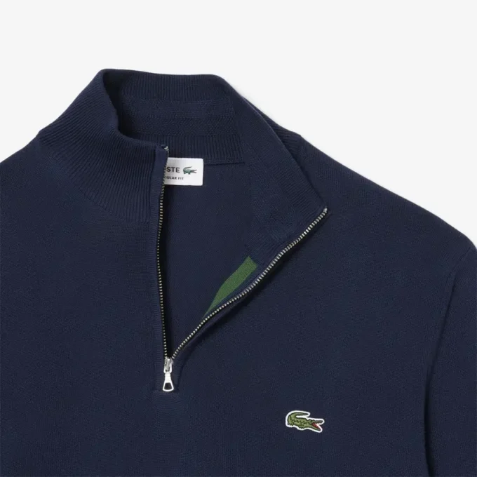Maglione da uomo in cotone con collo alto e zip Maglione da uomo in cotone con collo alto e zip