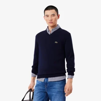 Maglione da uomo in cotone con scollo a V