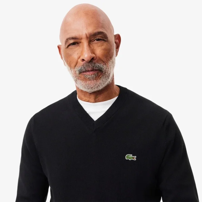 Maglione da uomo in cotone con scollo a V Maglione da uomo in cotone con scollo a V
