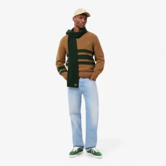 Maglione da uomo in lana a righe con scollo a V