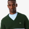 Maglione da uomo in lana a righe con scollo a V Maglione da uomo in lana a righe con scollo a V
