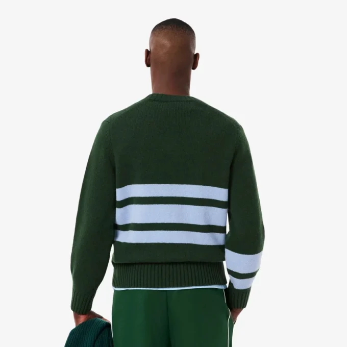 Maglione da uomo in lana a righe con scollo a V Maglione da uomo in lana a righe con scollo a V