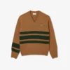 Maglione da uomo in lana a righe con scollo a V Maglione da uomo in lana a righe con scollo a V
