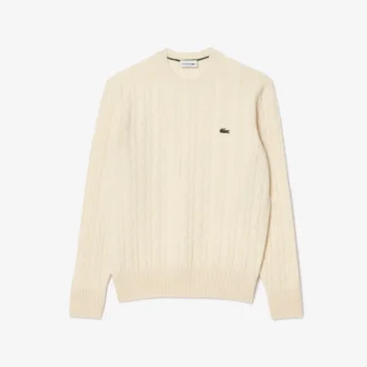 Maglione da uomo in lana a trecce con collo a giro