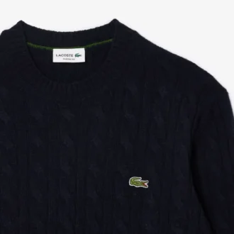 Maglione da uomo in lana a trecce con collo a giro
