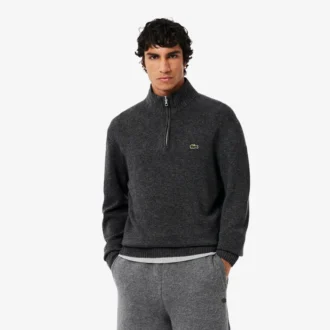 Maglione da uomo in lana con collo alto e zip