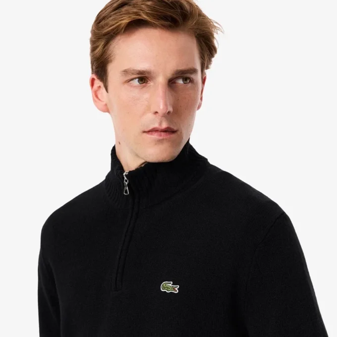 Maglione da uomo in lana con collo alto e zip Maglione da uomo in lana con collo alto e zip