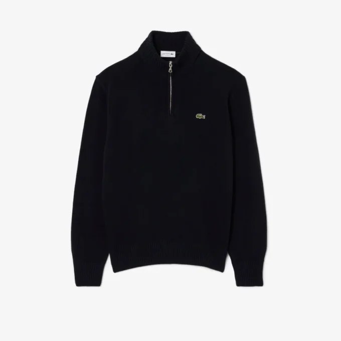 Maglione da uomo in lana con collo alto e zip Maglione da uomo in lana con collo alto e zip