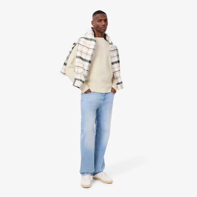 Maglione da uomo in lana con effetto patchwork e vestibilità comoda Maglione da uomo in lana con effetto patchwork e vestibilità comoda