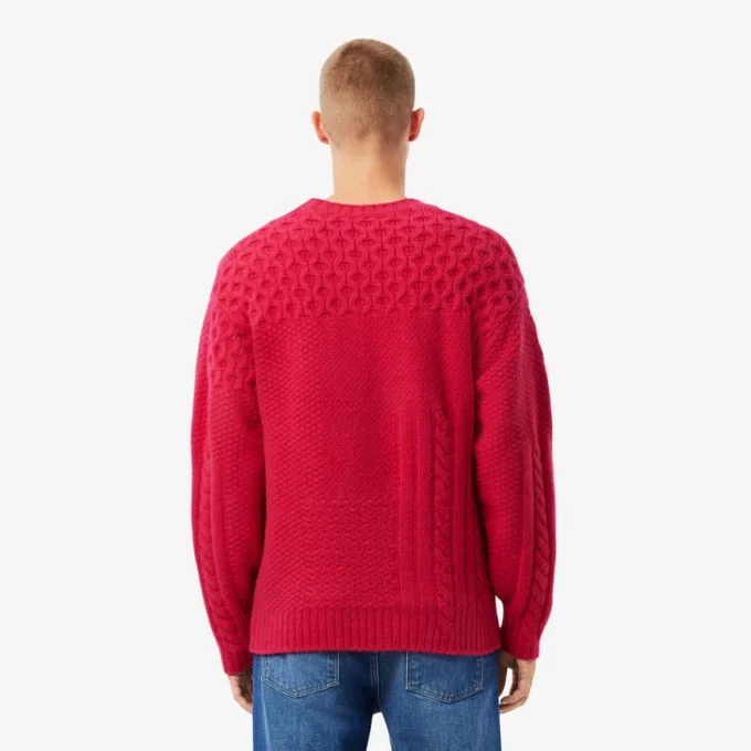 Maglione da uomo in lana con effetto patchwork e vestibilità comoda Maglione da uomo in lana con effetto patchwork e vestibilità comoda