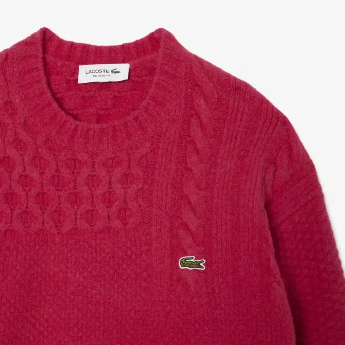 Maglione da uomo in lana con effetto patchwork e vestibilità comoda Maglione da uomo in lana con effetto patchwork e vestibilità comoda