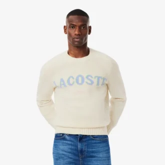 Maglione da uomo in lana con intarsio del marchio