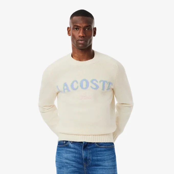 Maglione da uomo in lana con intarsio del marchio Maglione da uomo in lana con intarsio del marchio