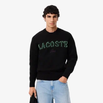 Maglione da uomo in lana con intarsio del marchio