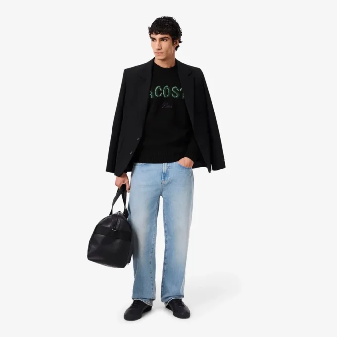 Maglione da uomo in lana con intarsio del marchio Maglione da uomo in lana con intarsio del marchio
