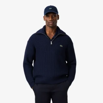 Maglione da uomo in lana pesante con mezza zip