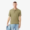 Maglione da uomo in maglia a costine fluida con collo a polo Maglione da uomo in maglia a costine fluida con collo a polo