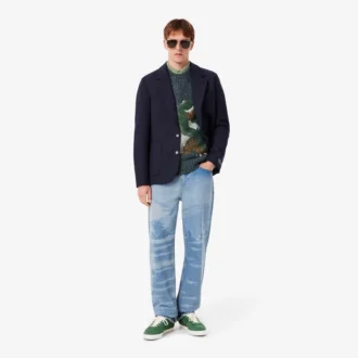 Maglione da uomo in maglia intarsio con coccodrillo