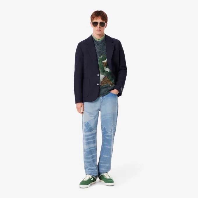 Maglione da uomo in maglia intarsio con coccodrillo Maglione da uomo in maglia intarsio con coccodrillo