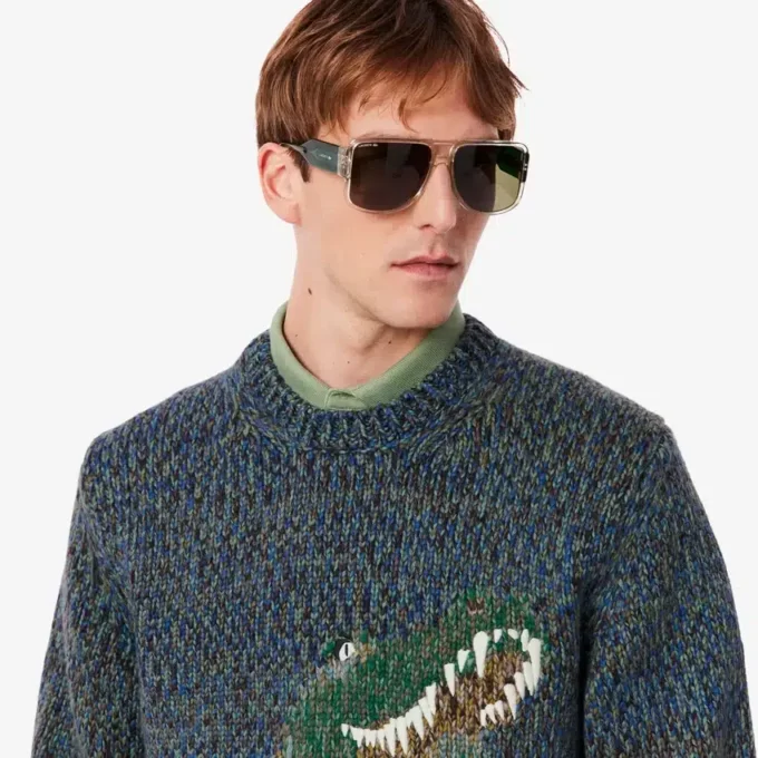 Maglione da uomo in maglia intarsio con coccodrillo Maglione da uomo in maglia intarsio con coccodrillo
