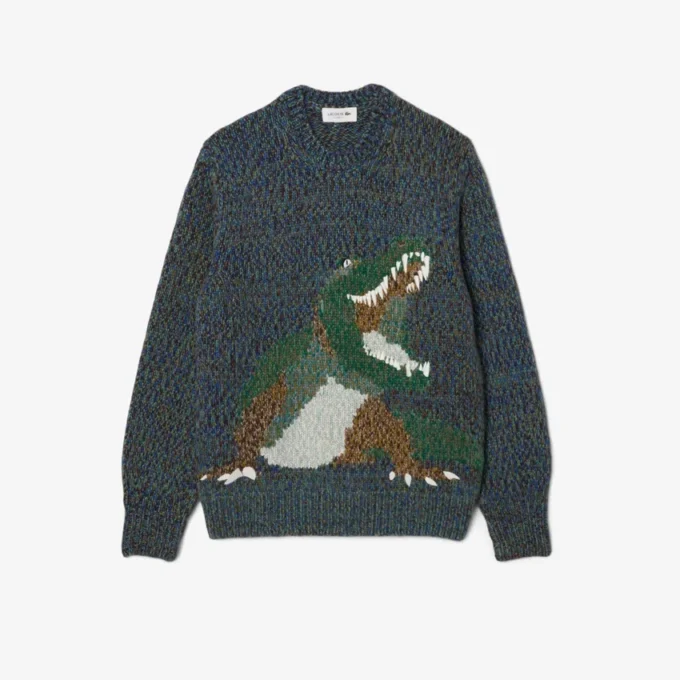 Maglione da uomo in maglia intarsio con coccodrillo Maglione da uomo in maglia intarsio con coccodrillo
