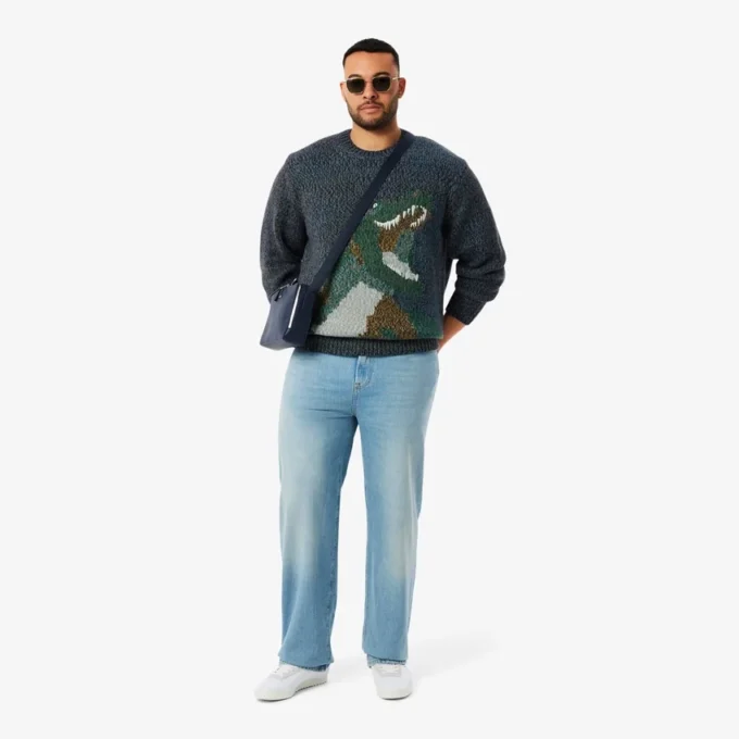 Maglione da uomo in maglia intarsio con coccodrillo Maglione da uomo in maglia intarsio con coccodrillo