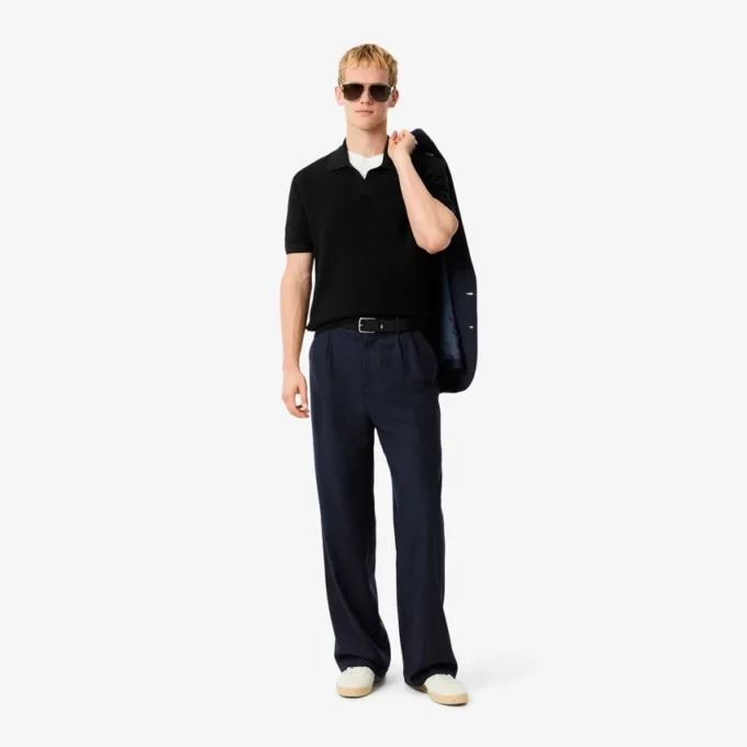 Maglione da uomo in misto cotone con collo a polo aperto Maglione da uomo in misto cotone con collo a polo aperto