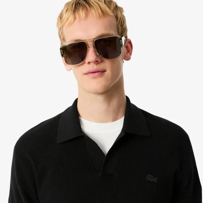 Maglione da uomo in misto cotone con collo a polo aperto Maglione da uomo in misto cotone con collo a polo aperto