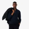 Maglione da uomo in misto cotone e lana con collo a polo e mezza zip Maglione da uomo in misto cotone e lana con collo a polo e mezza zip