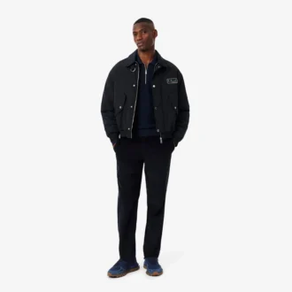Maglione da uomo in misto cotone e lana con collo a polo e mezza zip