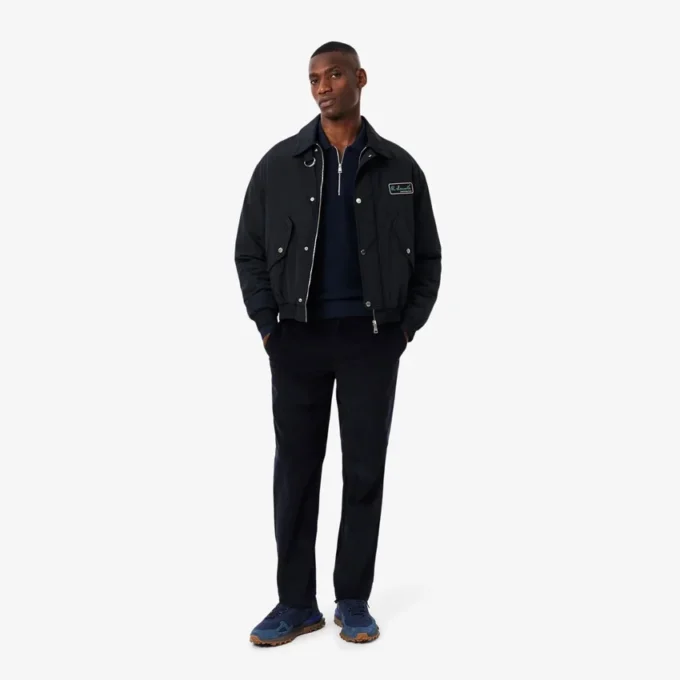 Maglione da uomo in misto cotone e lana con collo a polo e mezza zip Maglione da uomo in misto cotone e lana con collo a polo e mezza zip