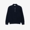 Maglione da uomo in misto cotone e lana con collo a polo e mezza zip Maglione da uomo in misto cotone e lana con collo a polo e mezza zip