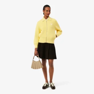 Maglione in cotone con zip e badge