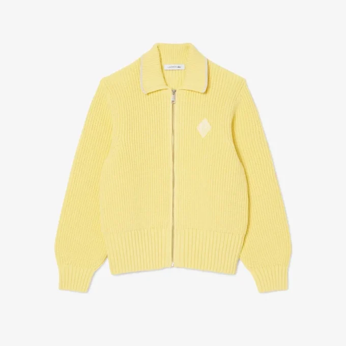 Maglione in cotone con zip e badge Maglione in cotone con zip e badge