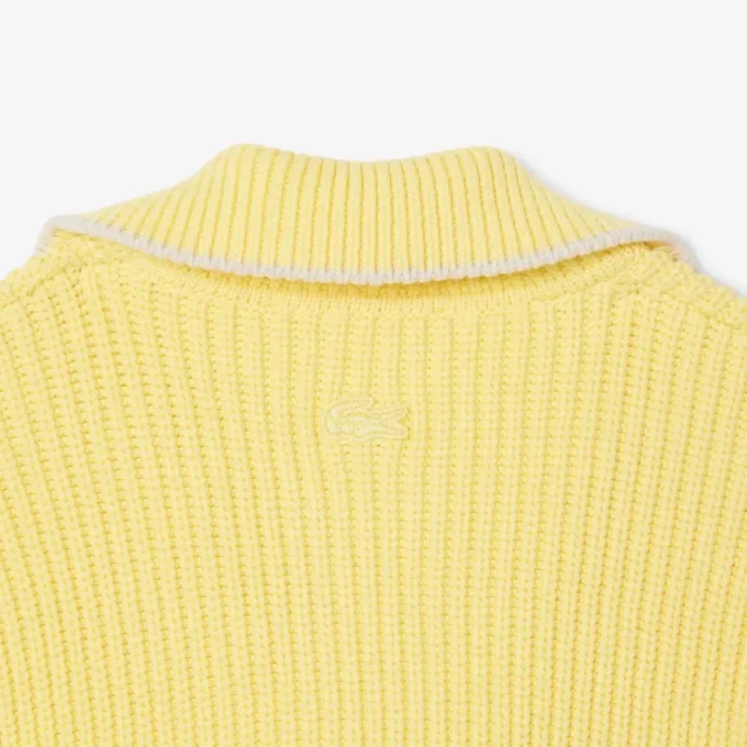 Maglione in cotone con zip e badge Maglione in cotone con zip e badge