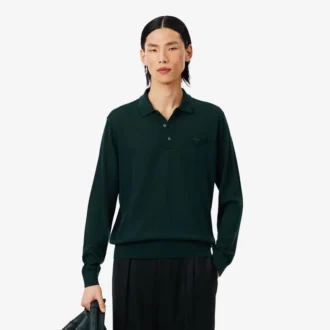 Maglione in lana merino con collo polo della collezione Runway