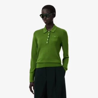 Maglione in lana merino con collo polo Runway