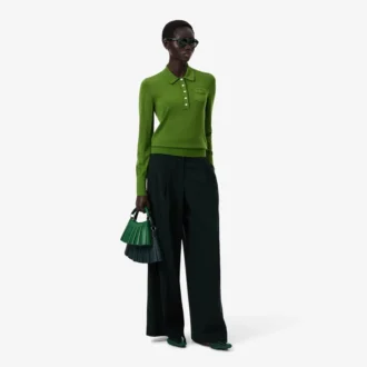 Maglione in lana merino con collo polo Runway