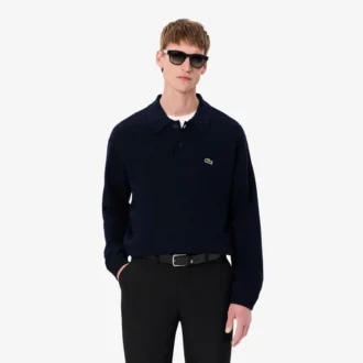 Maglione polo da uomo in lana dalla vestibilità comoda