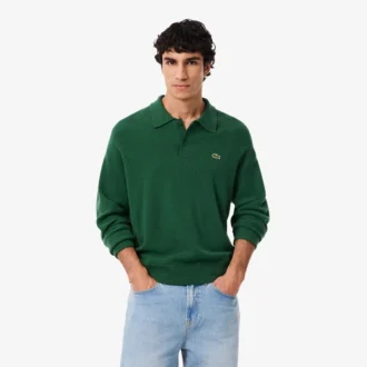 Maglione polo da uomo in lana dalla vestibilità comoda