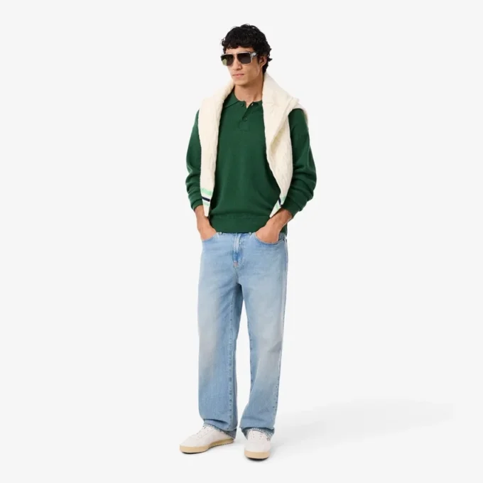Maglione polo da uomo in lana dalla vestibilità comoda Maglione polo da uomo in lana dalla vestibilità comoda