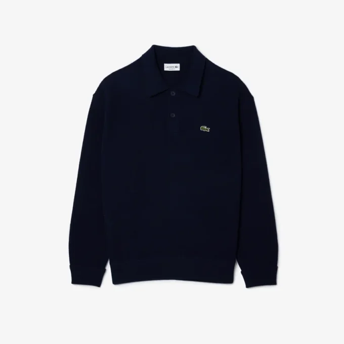 Maglione polo da uomo in lana dalla vestibilità comoda Maglione polo da uomo in lana dalla vestibilità comoda